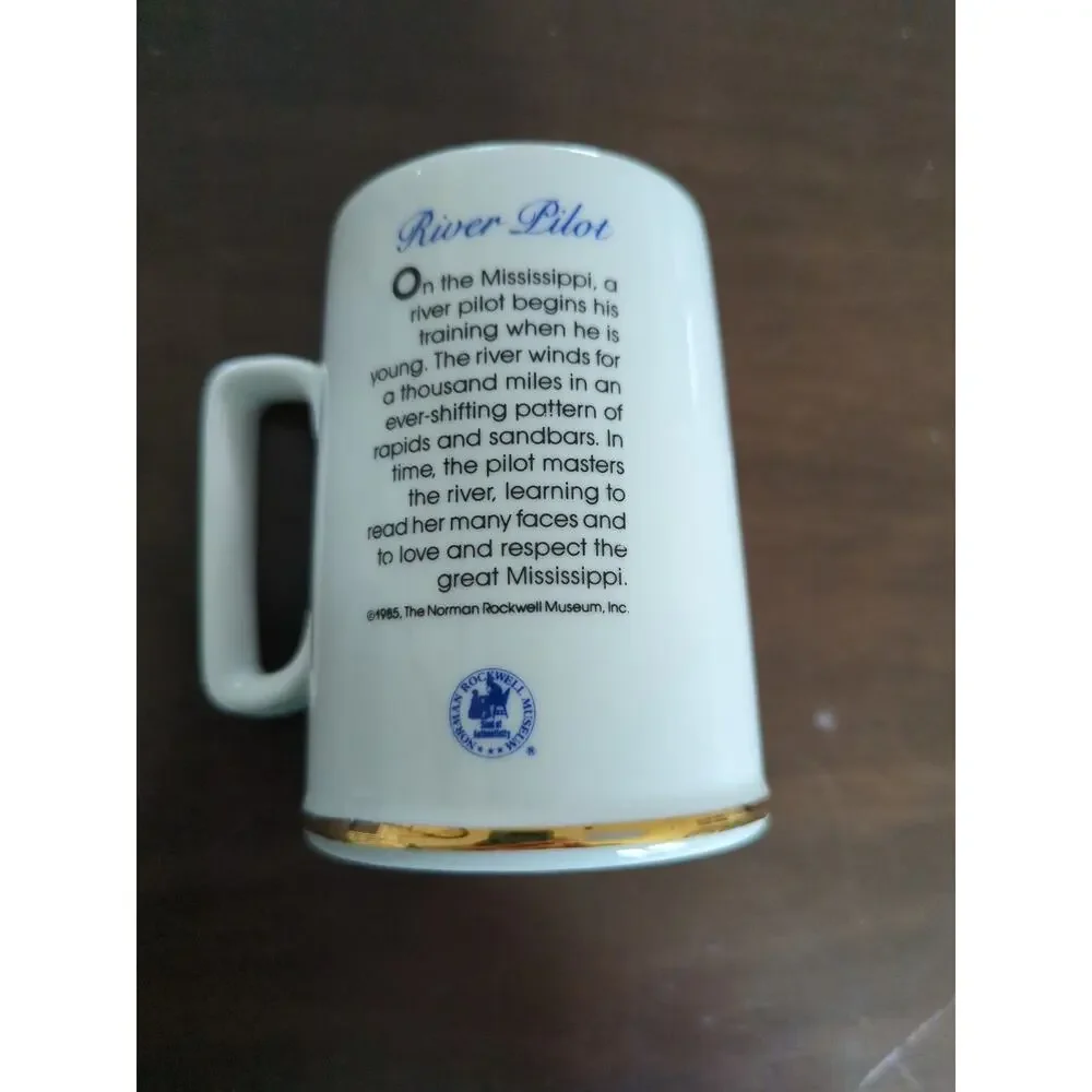 Norman Rockwell Museum Set of 4 Nautical Theme Coffee Mug/Cup, 1985 Gold Trim
